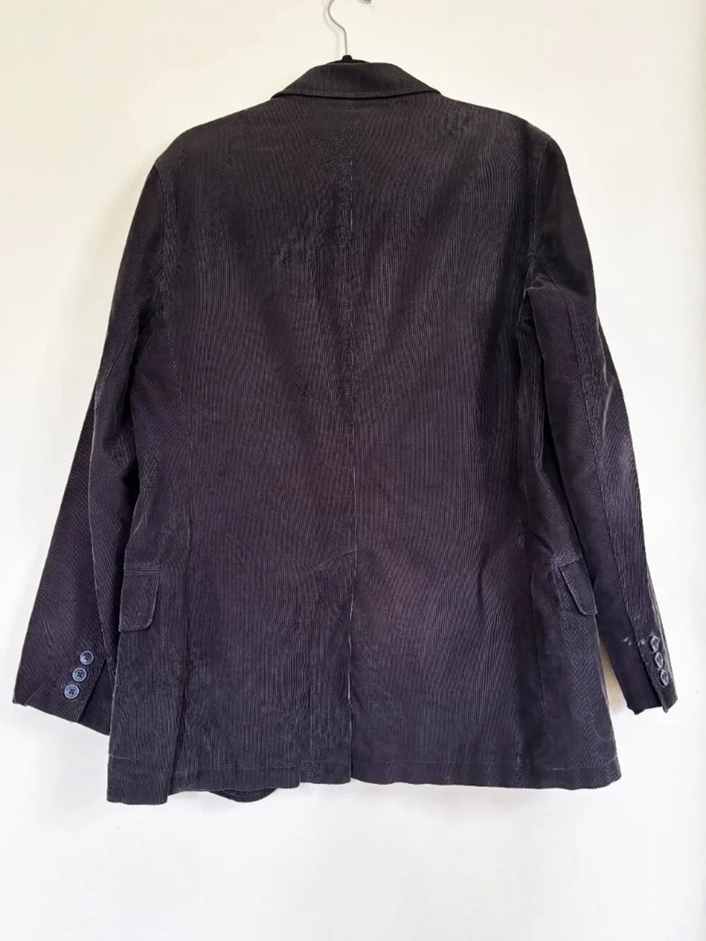 Gap Corduroy Sports Jacket Black w/ Blue Lining Thin Rail Cord. Size Small